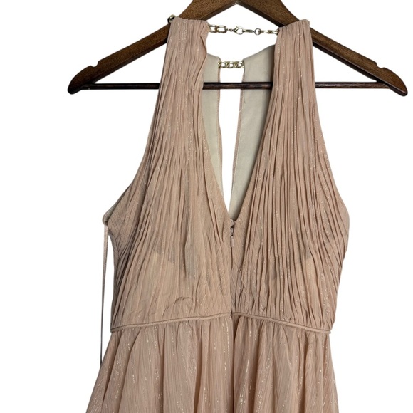 Mac Duggal Nude Beige Formal Floor Length Halter Chain Neck Dress 55822 Size 2 - Picture 7 of 14